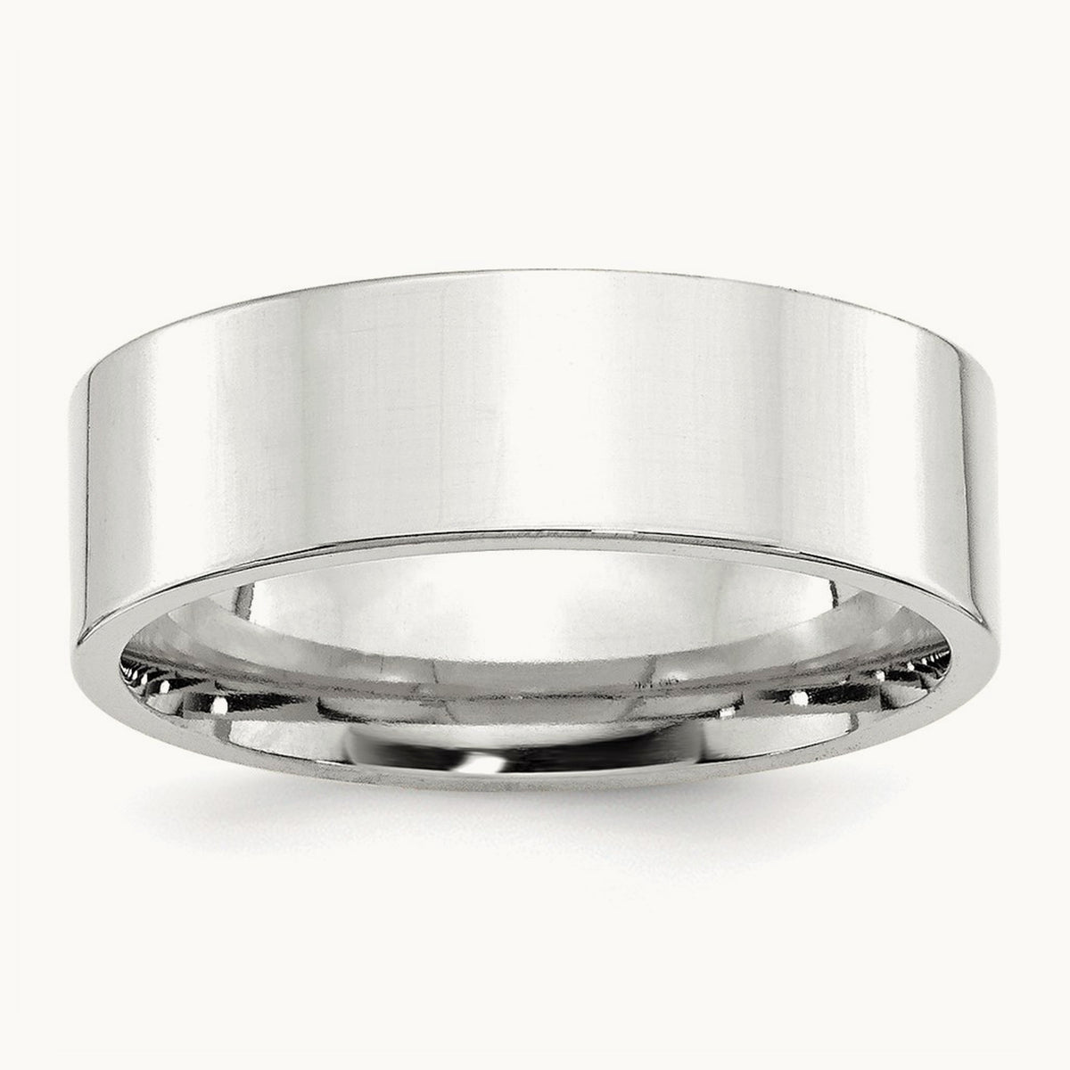 Standard Flat Comfort Fit Band, 7mm, 10K White Gold