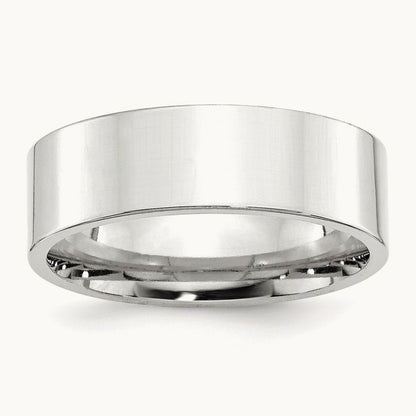 Standard Flat Comfort Fit Band, 7mm, 10K White Gold