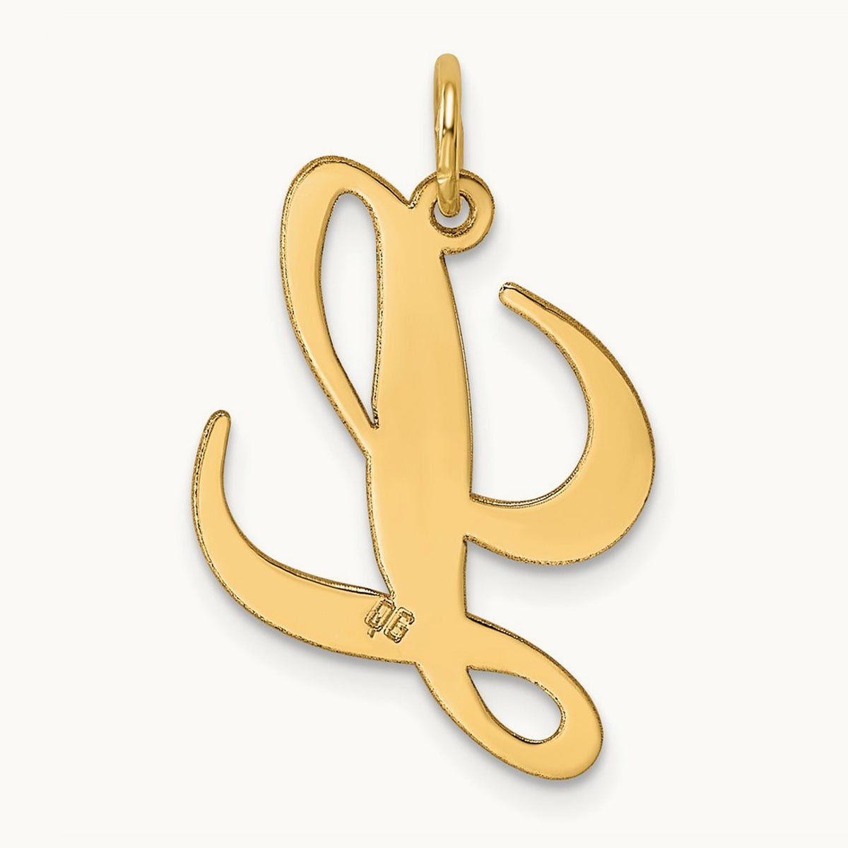 Large Fancy Script Initial Charm — 14K Yellow Gold, L
