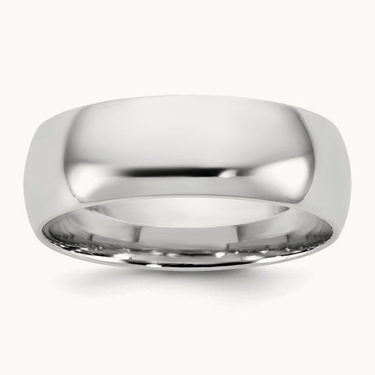 Lightweight Comfort Fit Band, 6.5mm, 10K White Gold