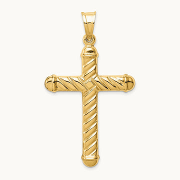 Hollow Cross Pendant, 14K