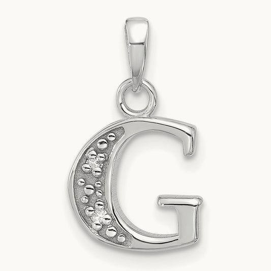 Diamond Letter G Initial Pendant, 14K White Gold