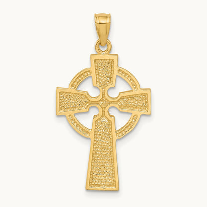 Diamond-cut Celtic Cross Pendant, 14K