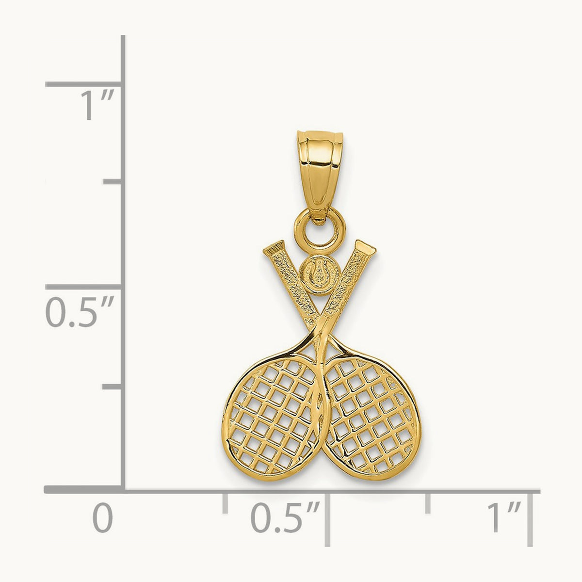 Double Tennis Racquet Charm — 14K Yellow Gold