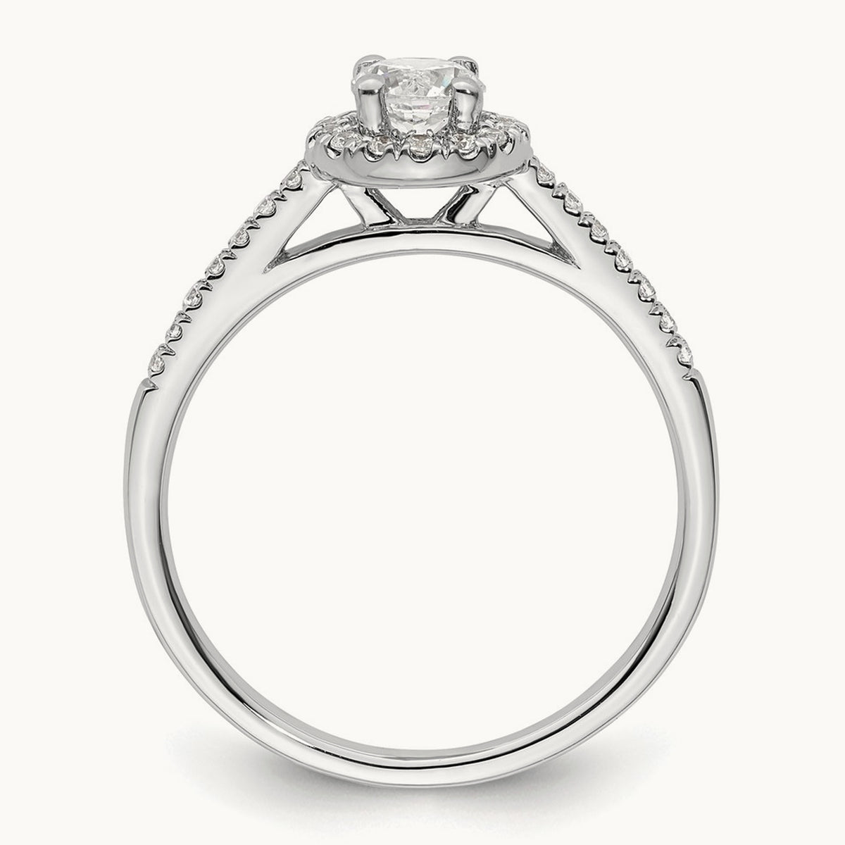 Round Semi-Mount Halo Engagement Ring, 0.15-0.50 ct tw — 1/6 ct, 14K White Gold