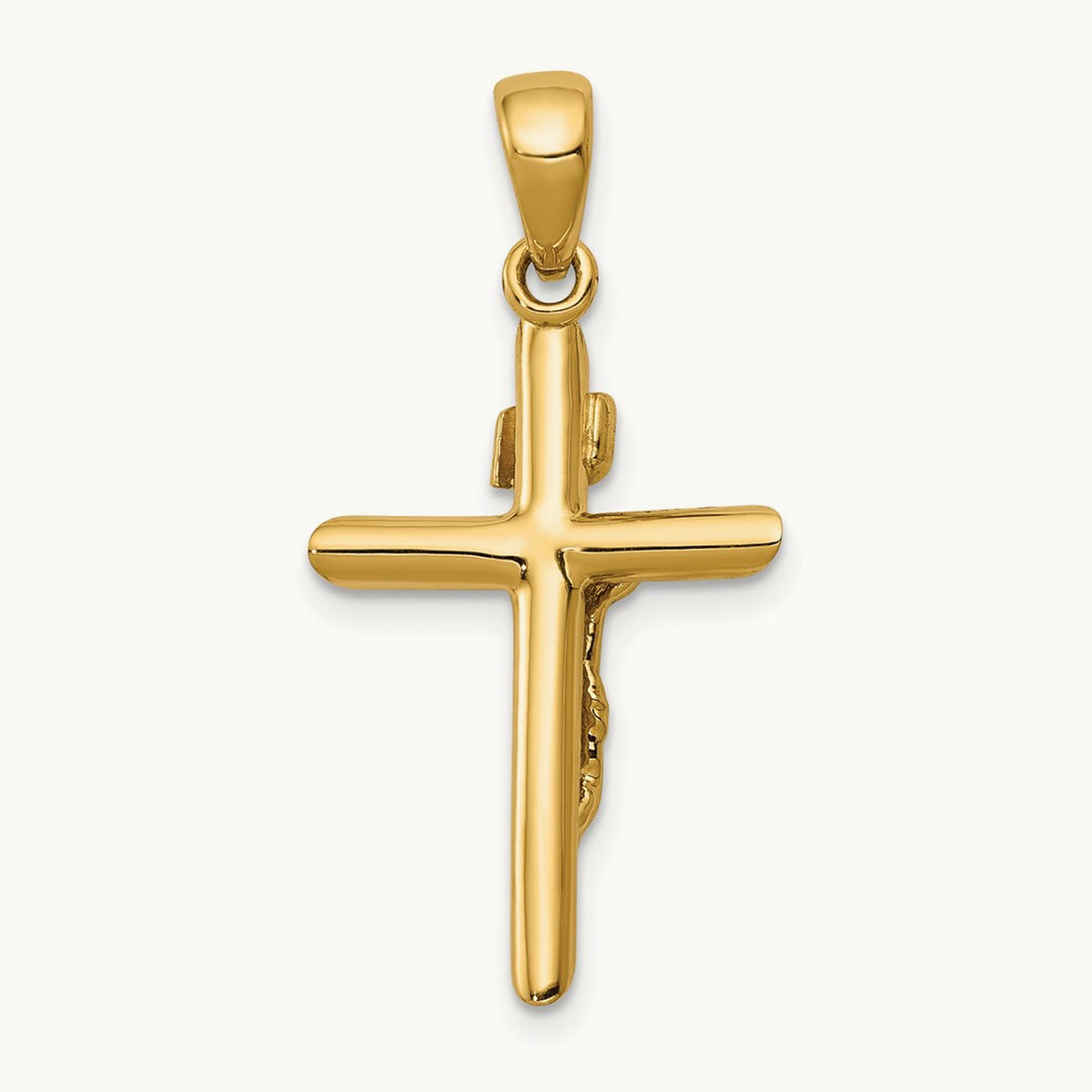 Polished Crucifix Cross Pendant, 14K