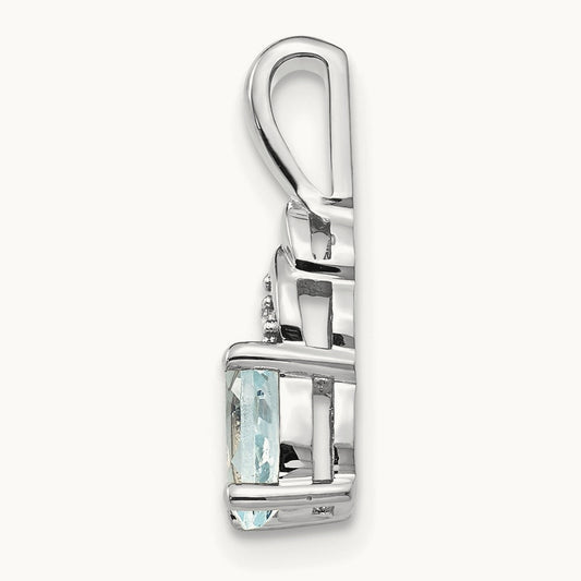 Aquamarine and Diamond Pendant — 14K White Gold