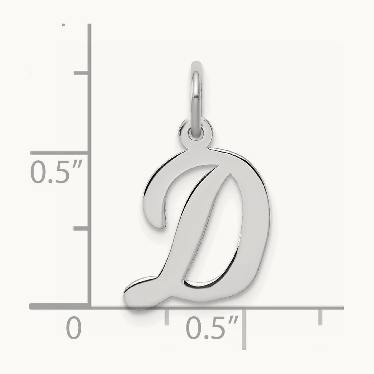 Medium Script Initial Charm — 14K White Gold, D