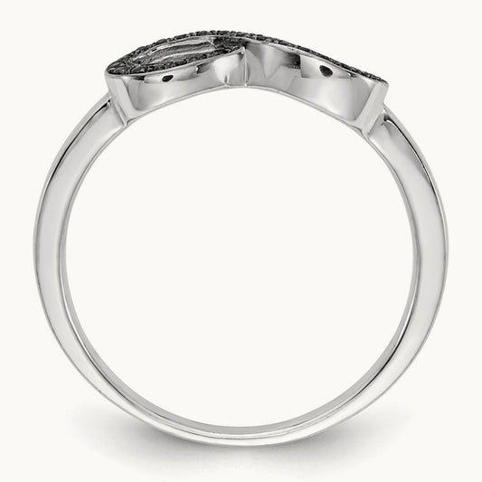 Black Diamond Infinity Ring, 14K White Gold