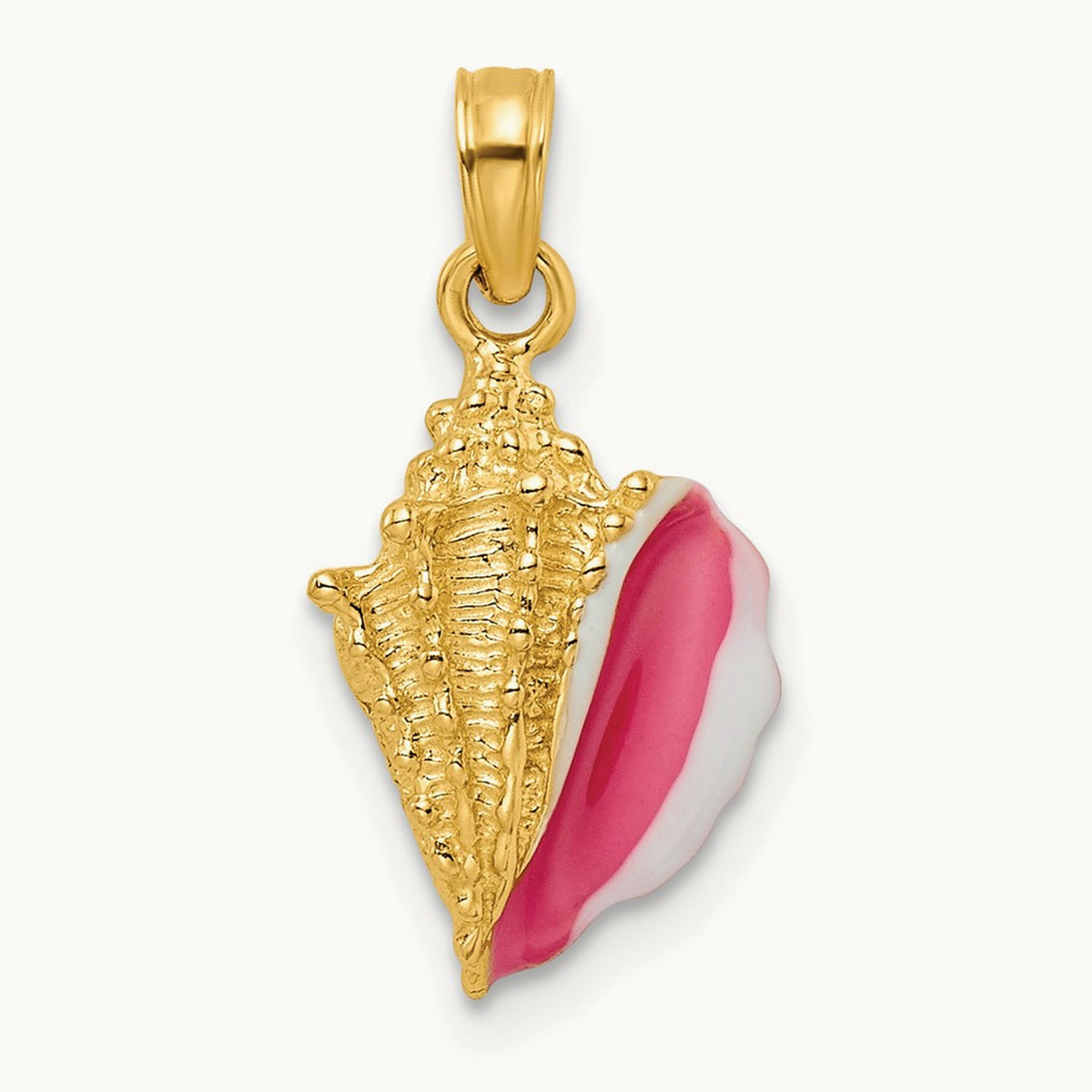 Textured and Enamel Conch Shell Pendant — 19mm