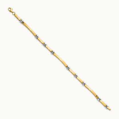 Polished Fancy Link Bracelet, 14K Two-tone