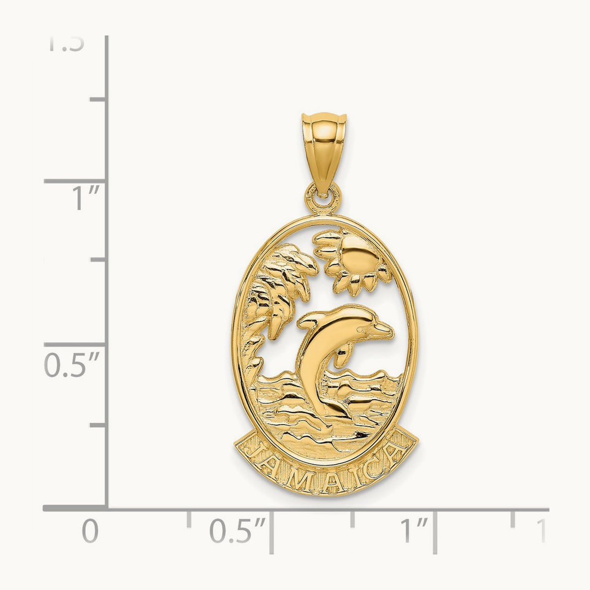 JAMAICA W/Dolphin Sunset Scene Charm, 14K