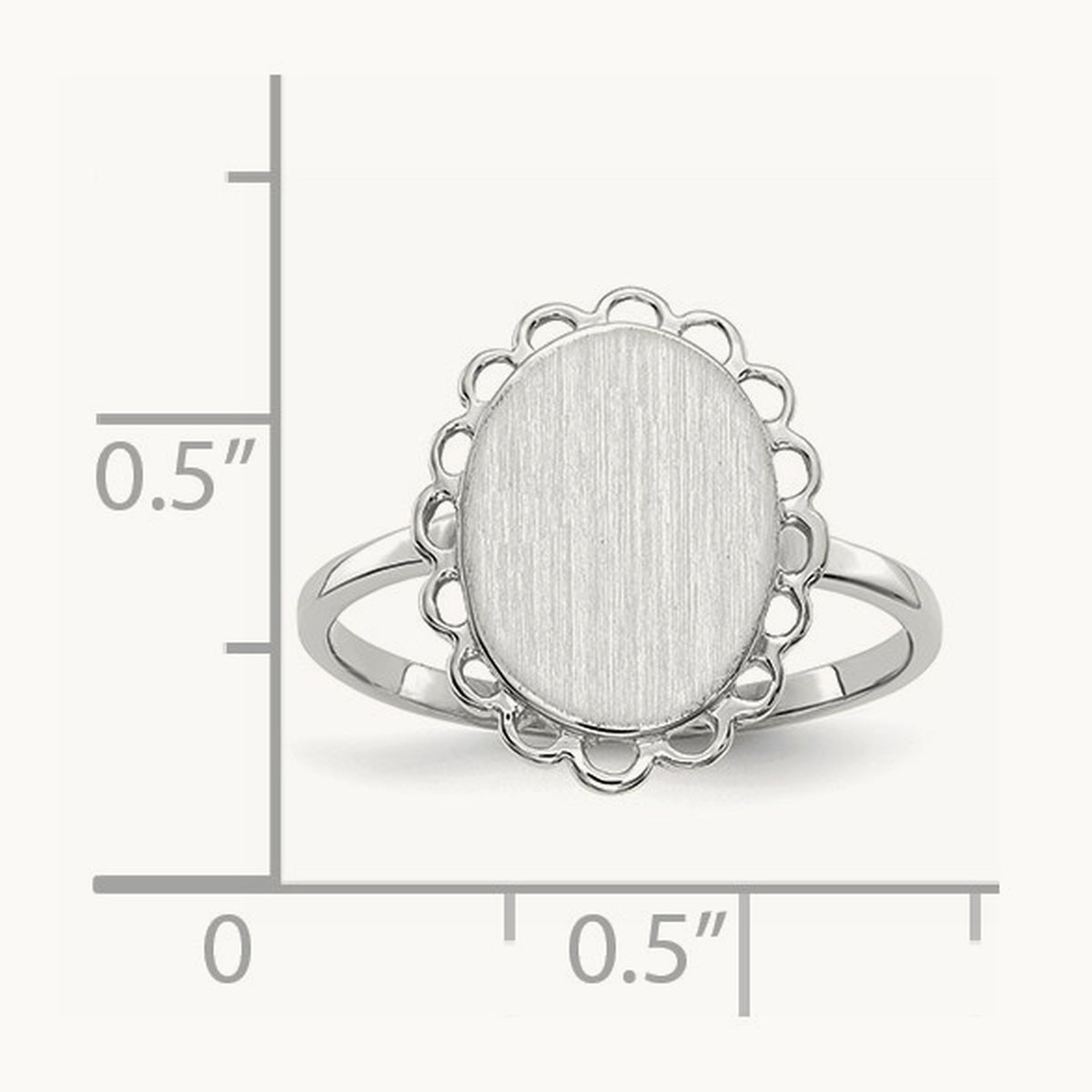 9.0x11. Open Back Signet Ring, 5mm, 14K White Gold