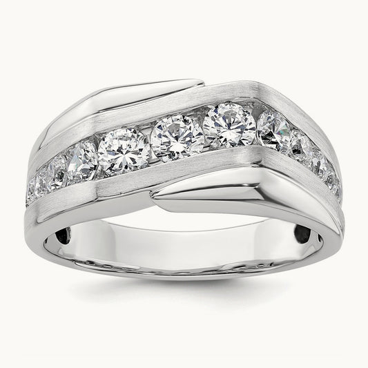 Satin Men's Ring, 1.50 ct tw Lab-Grown Diamond