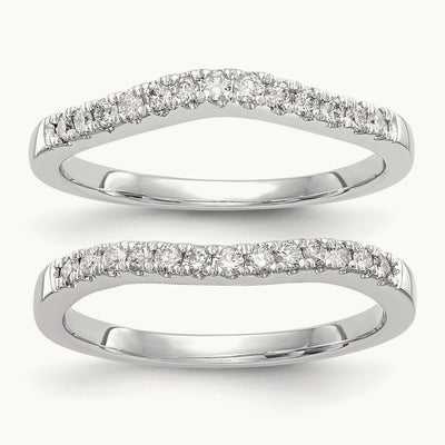 Set of Two White Gold Diamond Bands, 14K