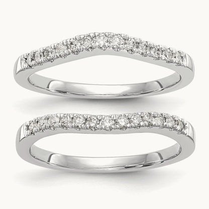 Set of Two White Gold Diamond Bands, 14K