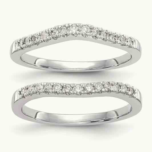 Set of Two White Gold Diamond Bands, 14K