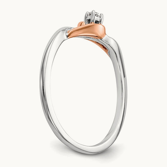 First Promise Comp. Diamond Promise/Eng Ring, 14K White Gold with Rose Gold