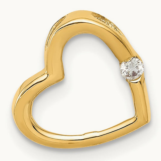 AA Diamond Heart Chain Slide, 14K