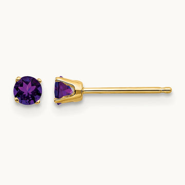 February/Amethyst Post Earrings, 14K