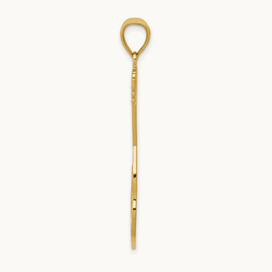 Large Guitar w/Strap Textured Pendant, 14K