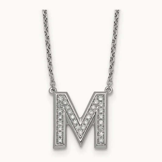 Initial M Necklace, 0.25 ct tw Lab-Grown Diamond