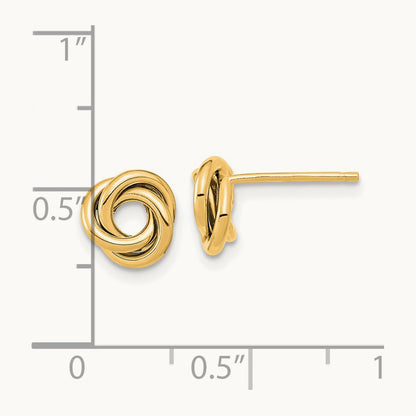 Polished Love Knot Post Earrings — 14K Yellow Gold