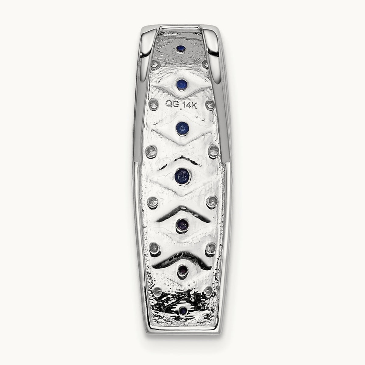 1/5ct. Diamond and .31 Sapphire Fancy Chain Slide, 14K White Gold