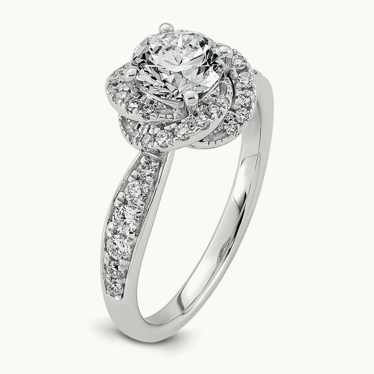 Round Center Swirl Halo Ring, 1 3/8-3 1/3 ct Lab-Grown Diamond