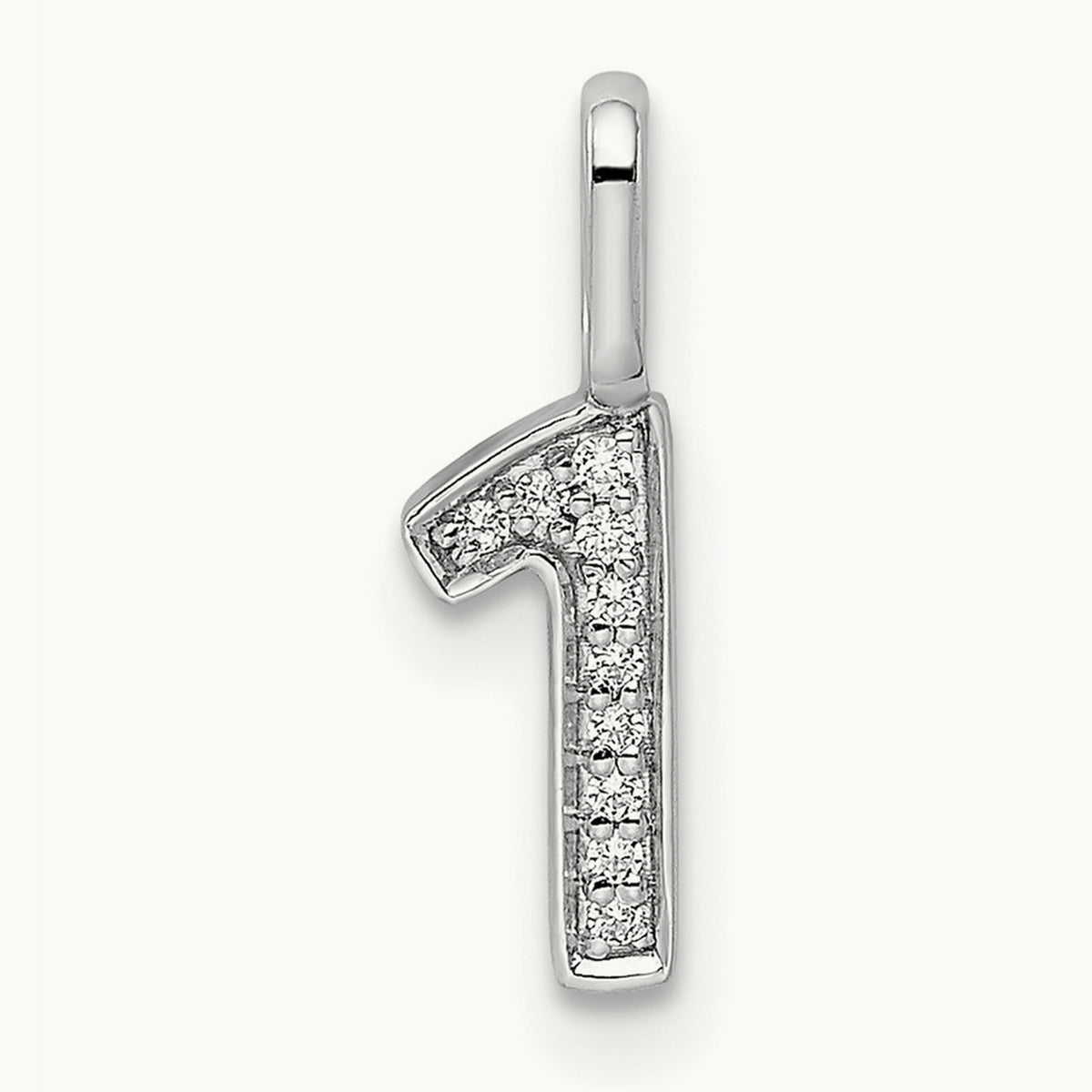 Diamond Number 1 Pendant — 14K White Gold, 15.32mm