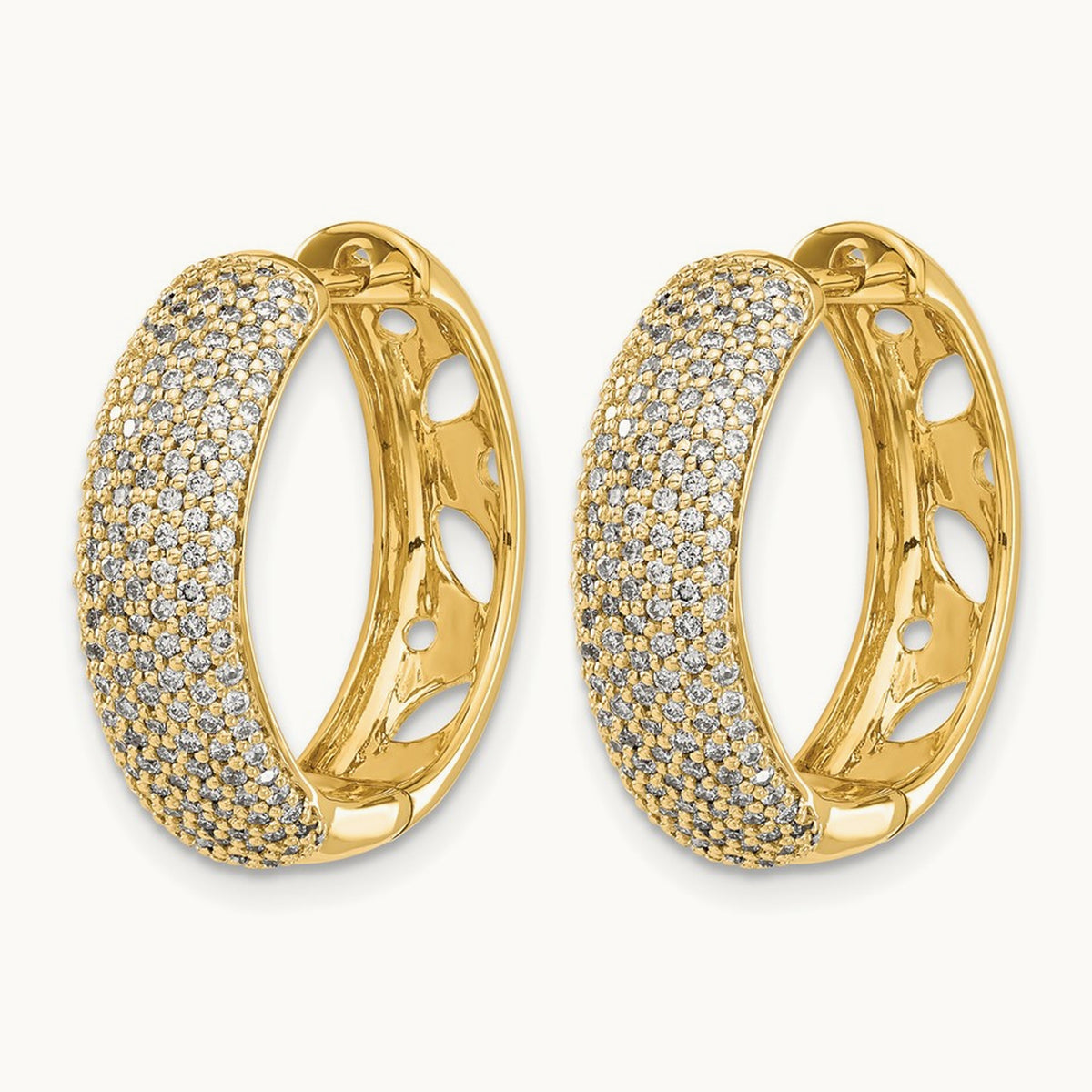 Diamond Hinged Hoop Earrings, 14K