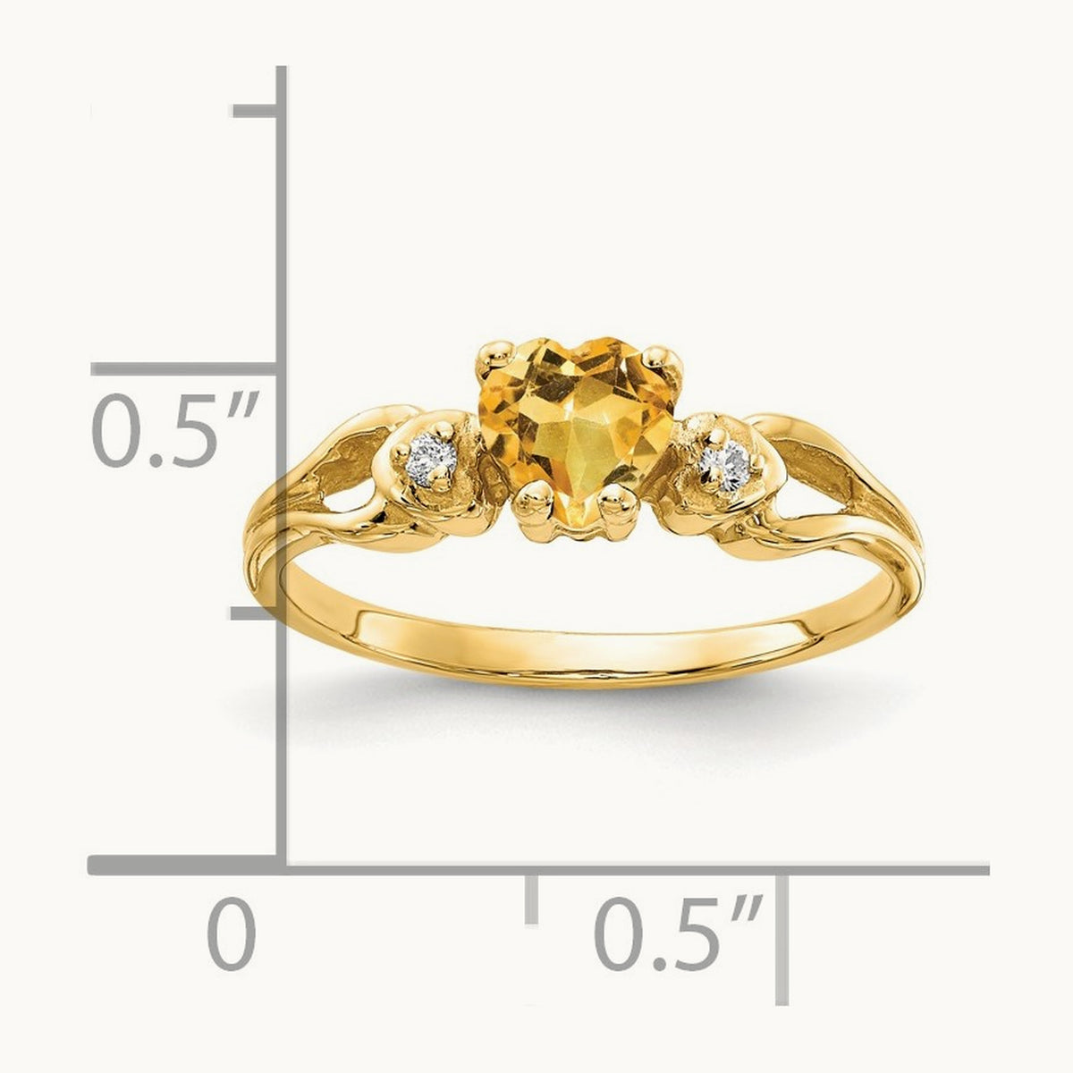 Heart Citrine AA Diamond ring — photo set