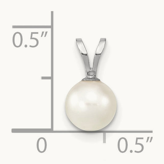 6- Round White Saltwater Akoya Pendant, 7mm, 14K White Gold
