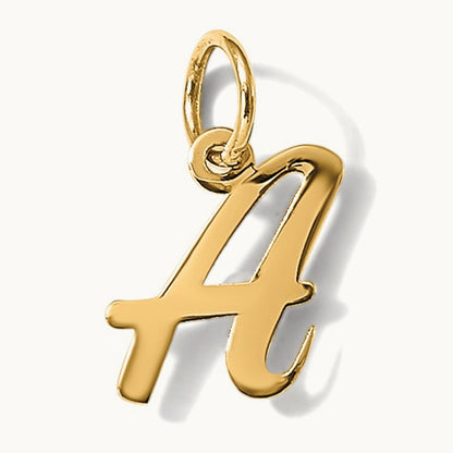 Small Script Letter A Initial Charm, 14K