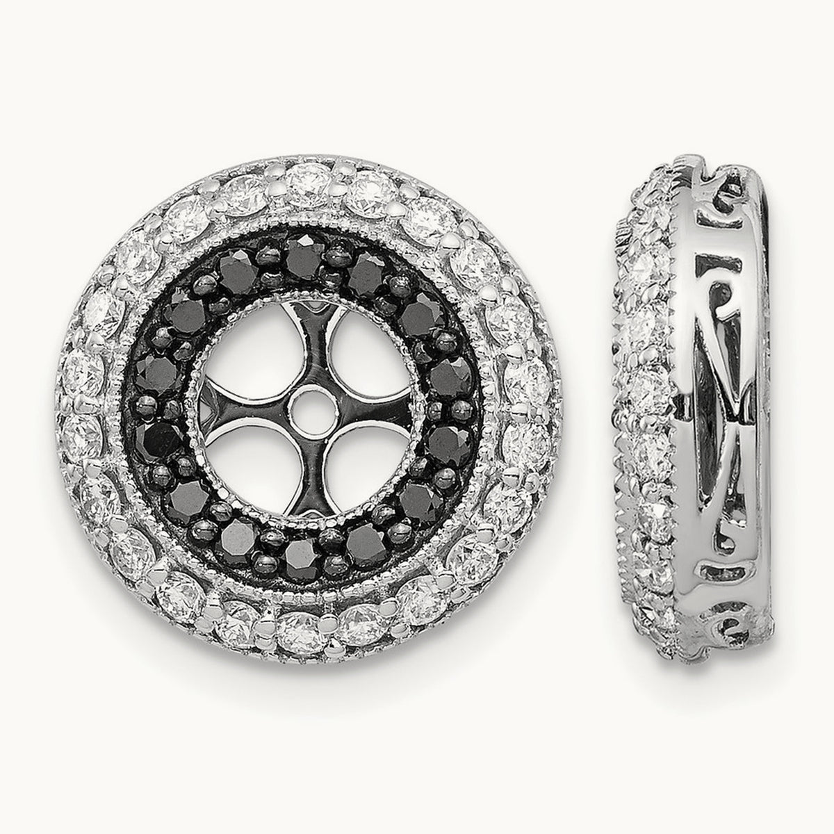 Black and White Diamond Earring Jackets, 14K White Gold