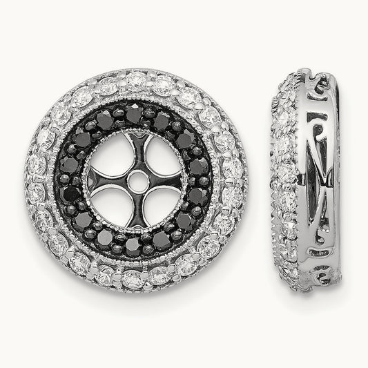 Black and White Diamond Earring Jackets, 14K White Gold