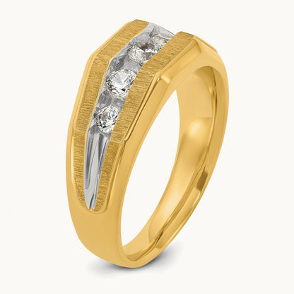 w/ White RH IBGoodman Men's Polished/Satin 5-Stone Diamond Ring, 14K