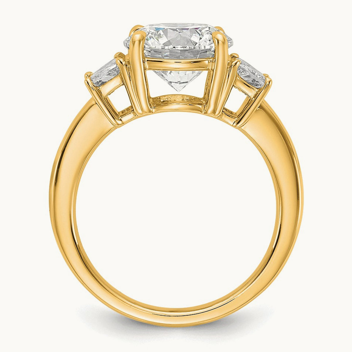 Trapezoid Sidestones Engagement Ring, 0.25-3.75 ct tw Lab-Grown Diamond — 3 3/4 ct, VS (Best) · Certified, 14K Yellow Gold