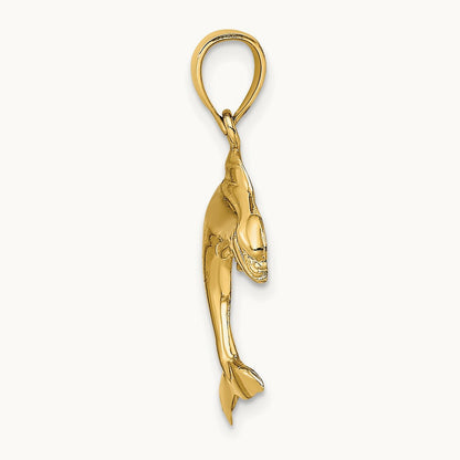 2-D Polished Dolphin Jumping Charm, 14K