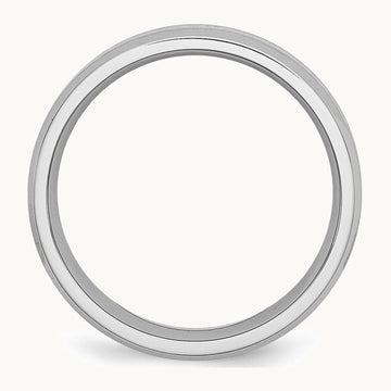 Chisel Cobalt Sterling Silver Inlay Satin and Polished 6mm Beveled Edge Band