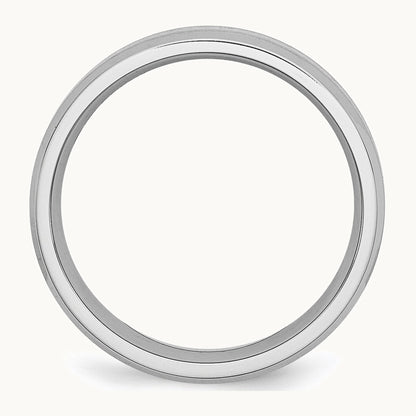 Chisel Cobalt Sterling Silver Inlay Satin and Polished 6mm Beveled Edge Band