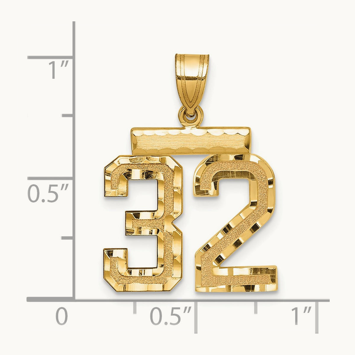 Medium Diamond-cut Number 32 Charm, 14K