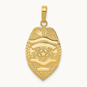 Polished Police Badge Pendant, 14K