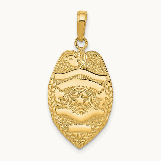 Polished Police Badge Pendant, 14K