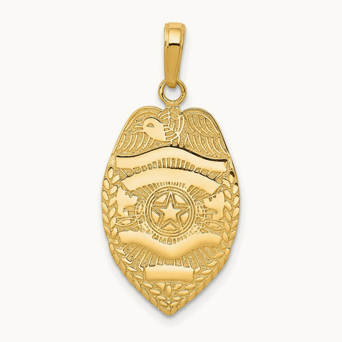Polished Police Badge Pendant, 14K