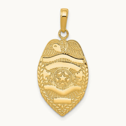 Polished Police Badge Pendant, 14K