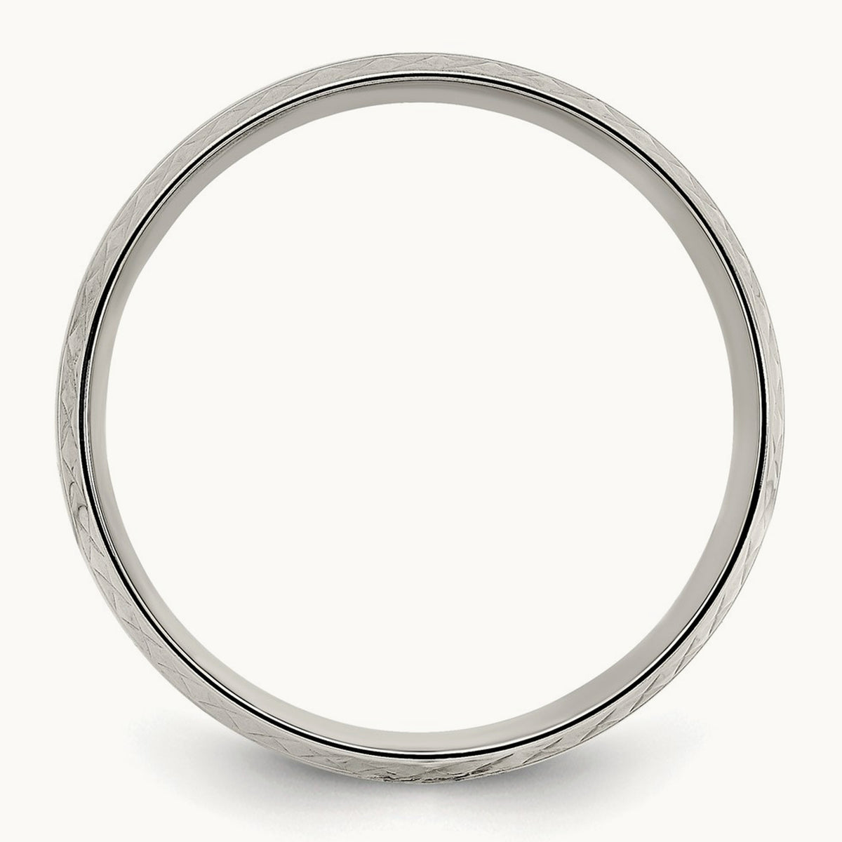 Polished Grooved Criss Cross Design Band, 7mm, Titanium