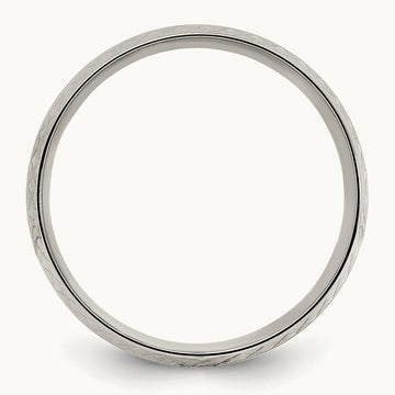 Polished Grooved Criss Cross Design Band, 7mm, Titanium