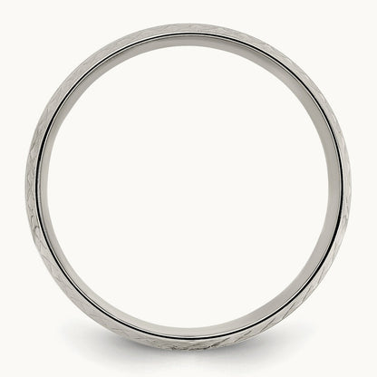 Polished Grooved Criss Cross Design Band, 7mm, Titanium