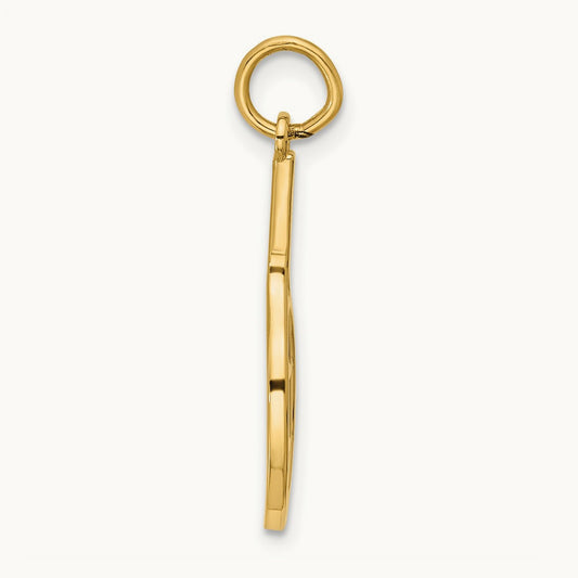 Polished Tennis Racket Pendant, 14K